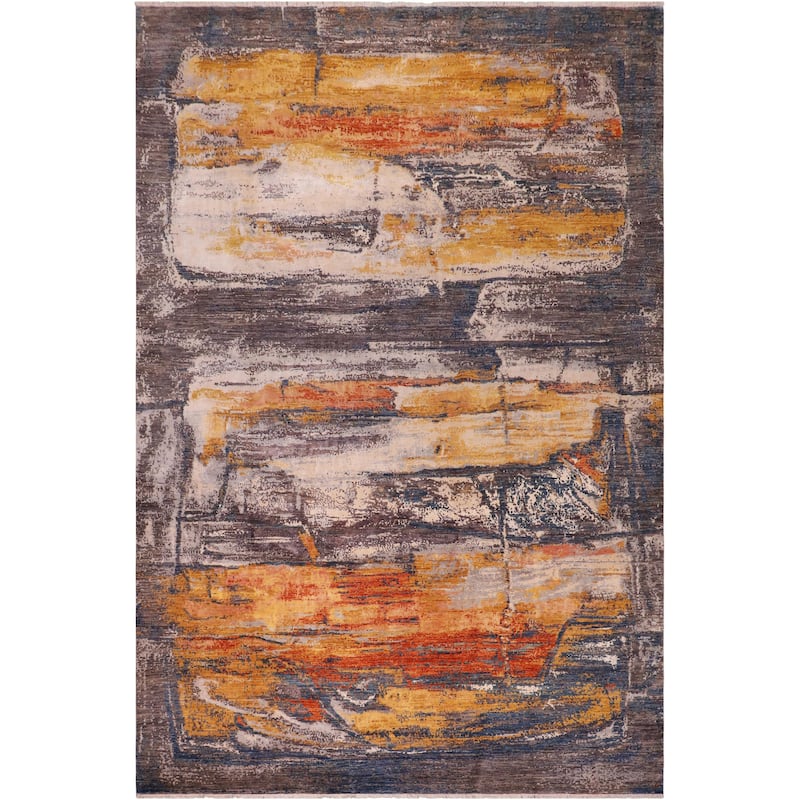 Modern Ziegler Vaughn Blue Rust Wool&Silk Rug - 8'11'' x 12'0''