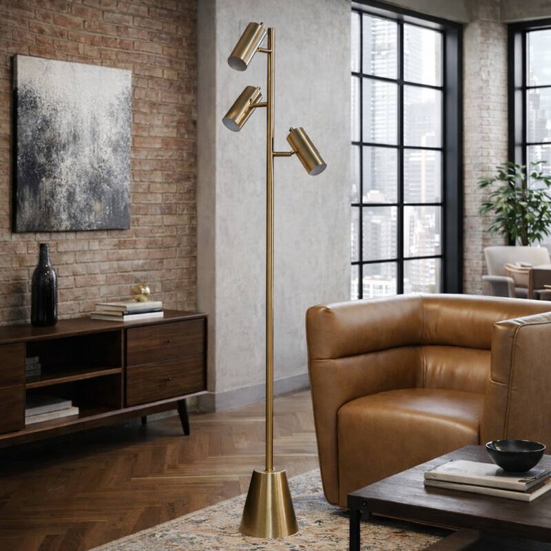 Jena Luxe Gold Triple Spotlight Floor Lamp
