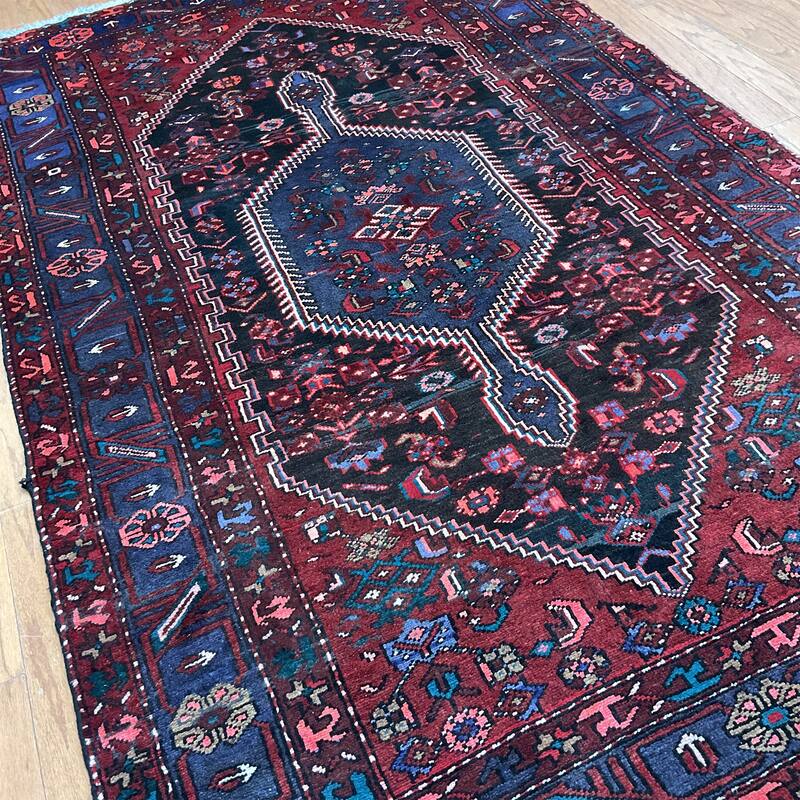 HERAT ORIENTAL Hand-knotted Tribal Hamadan Wool Rug - 4'4 x 7'3