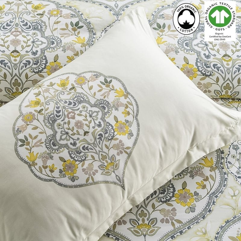 A1HC Reversible Print Organic Cotton Pillow Sham, GOTS Certified, Wrinkle Resistant, Long Staple Cotton, 21" x 30" (Set Of 2)