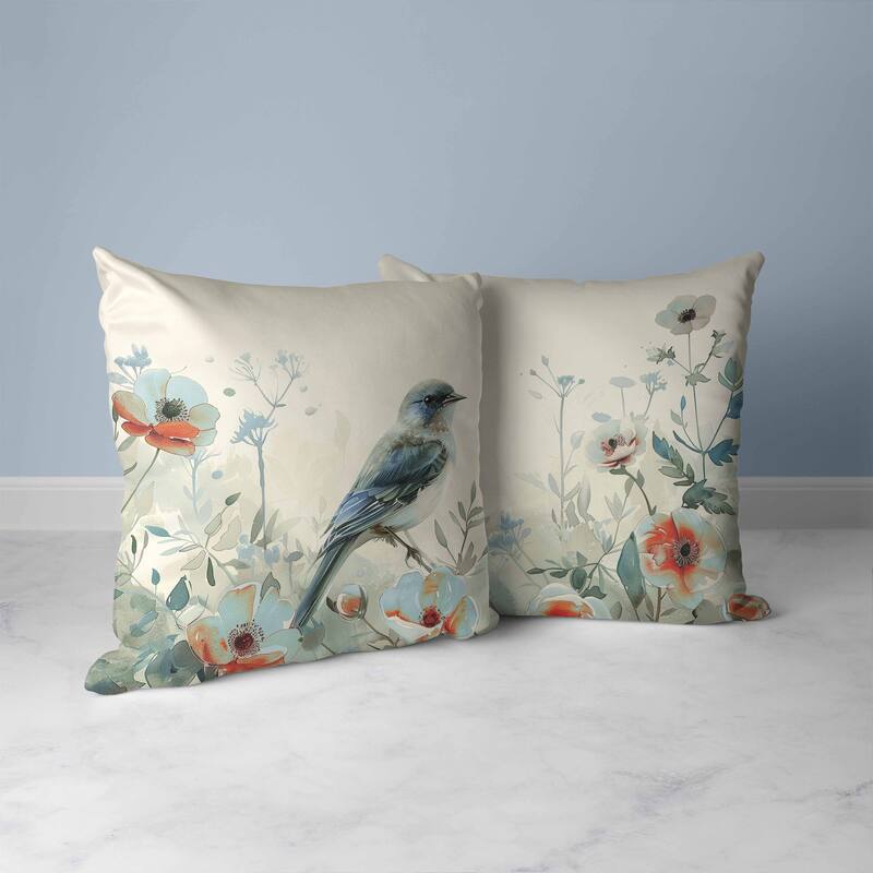 Tranquil Thicket Faux Suede Reversible Throw Pillow Beige and Teal