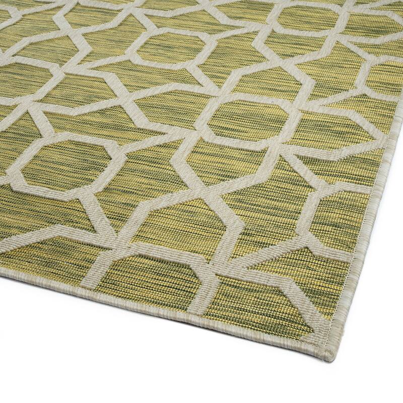 Contemporary Transitional Geometric Textured High-Low Cut & Loop Rectangle Throw Rug - 2x 3