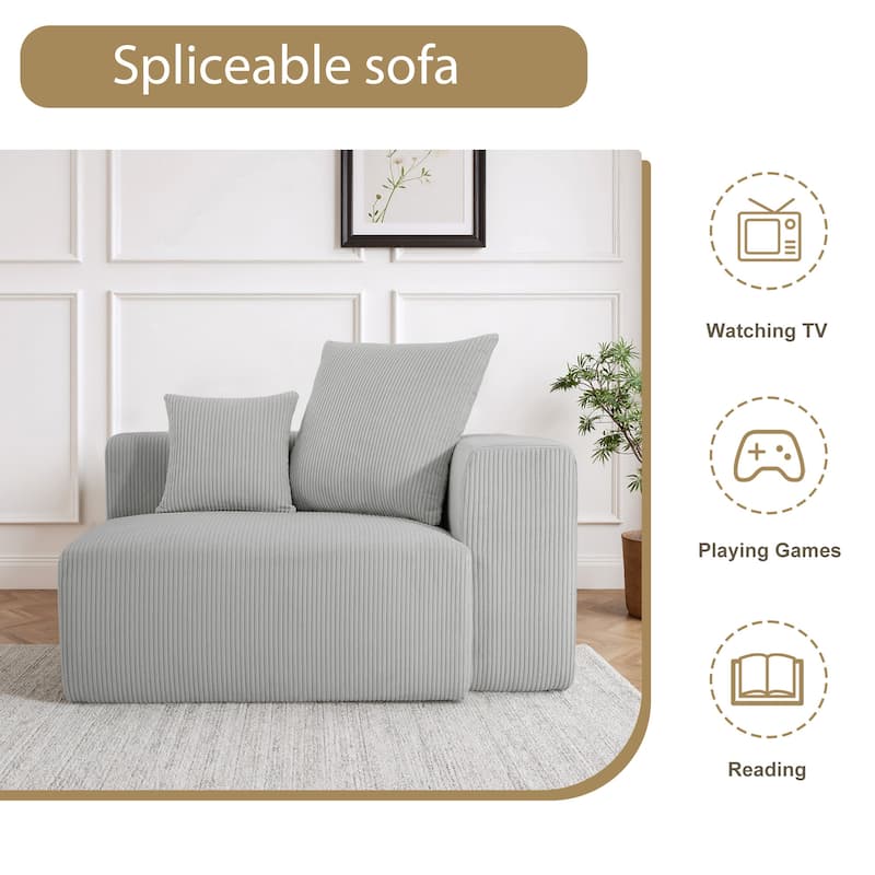 Corduroy Upholstered Modular Sectional Sofa with Ottoman