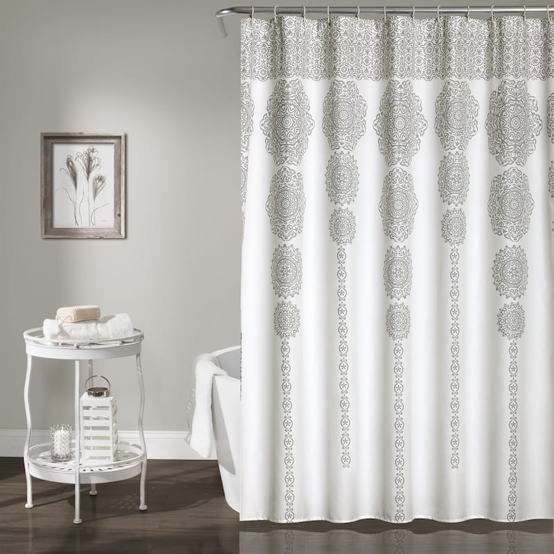 Lush Decor Stripe Medallion Shower Curtain - Gray