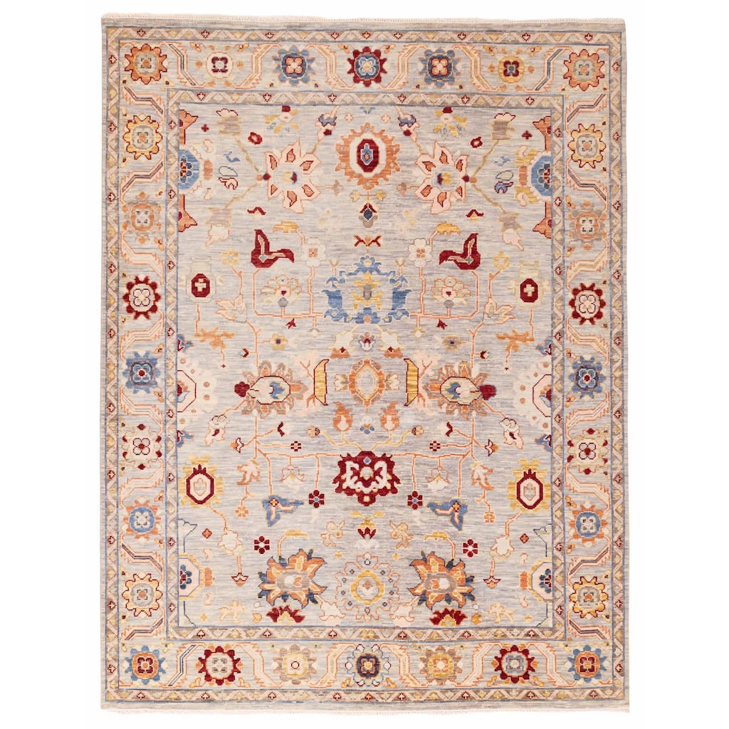 ECARPETGALLERY Hand-knotted Modern Oushak Light Blue Wool Rug - 7'11 x 10'3