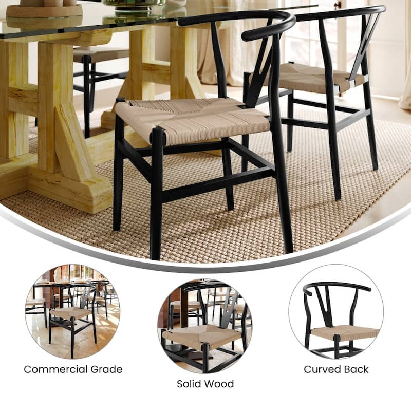 Commercial Y-Back Style Wood and Kraft Paper Stack Dining Chair - 22"D x 21.25"W x 29.75"H