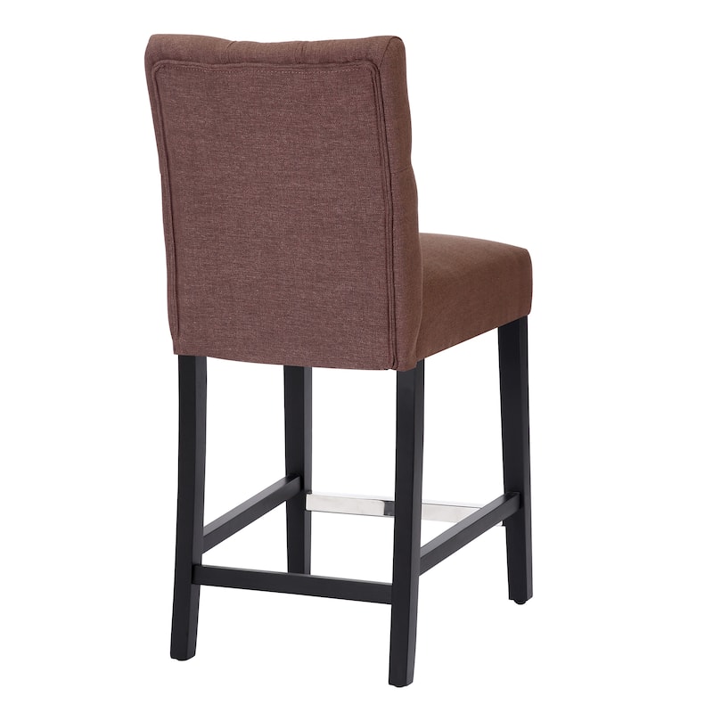Carter 24" Classic Button Tufted Counter Stool Black Finished Legs