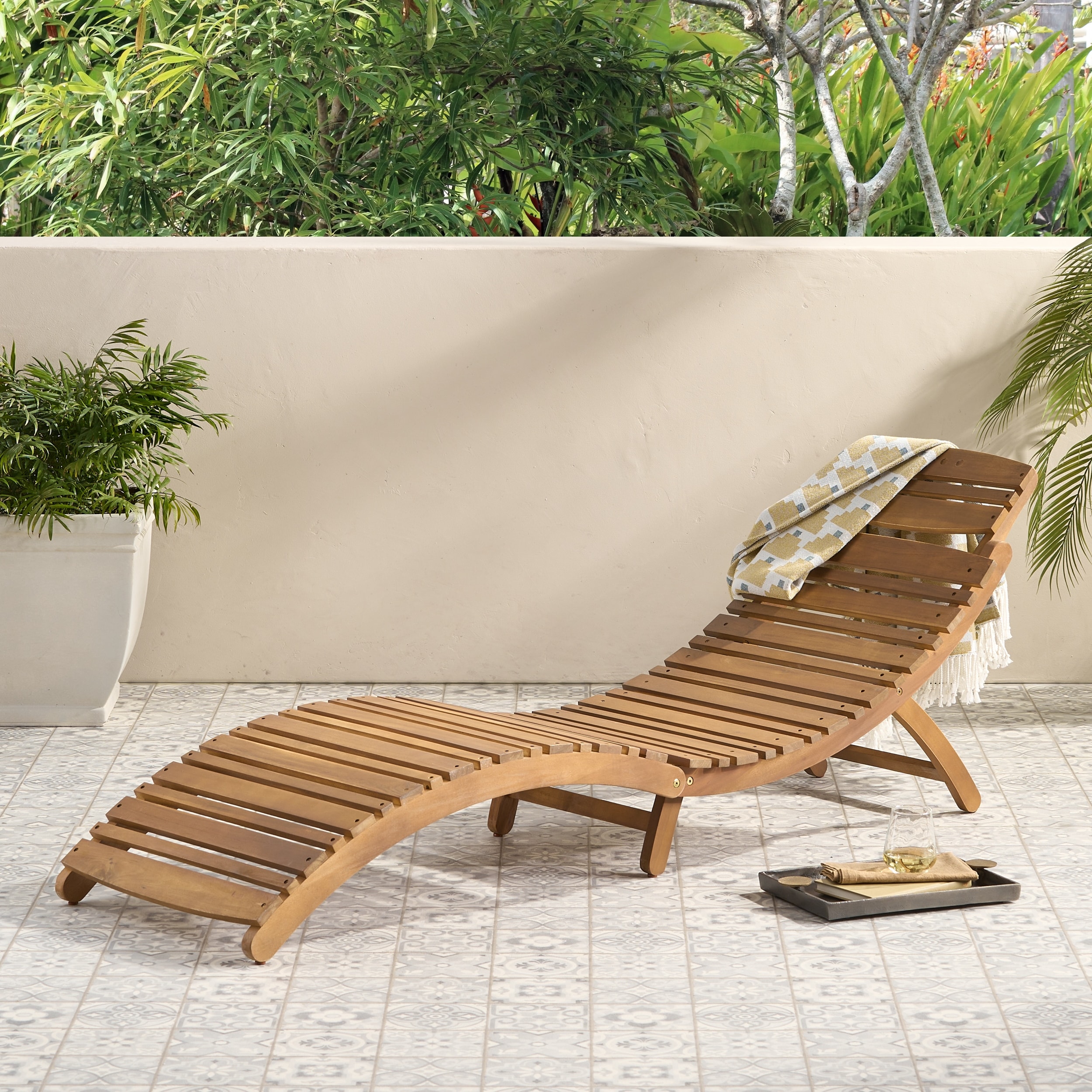 Outdoor wood chaise best sale