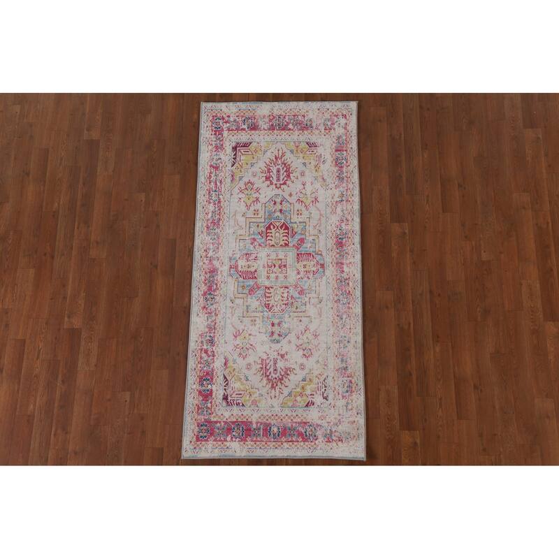 Washable Machine-Made Oriental Printed Rug Geometric Modern Carpet
