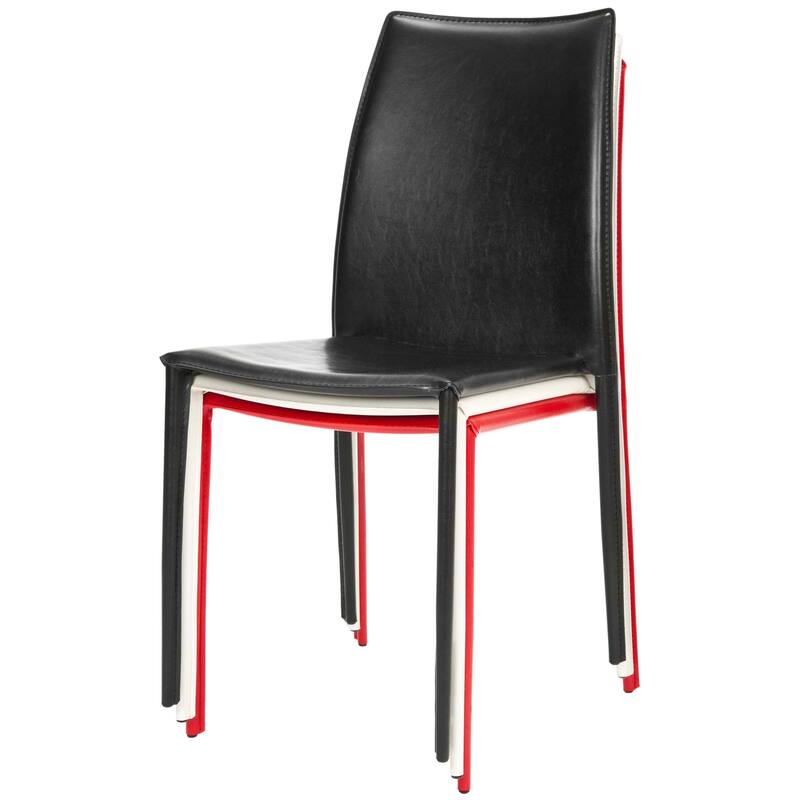 SAFAVIEH Beverley 19"H Brown Leather Dining Chair (Set of 2) - 26.8" x 24" x 31.3" - 27Wx24Dx31H