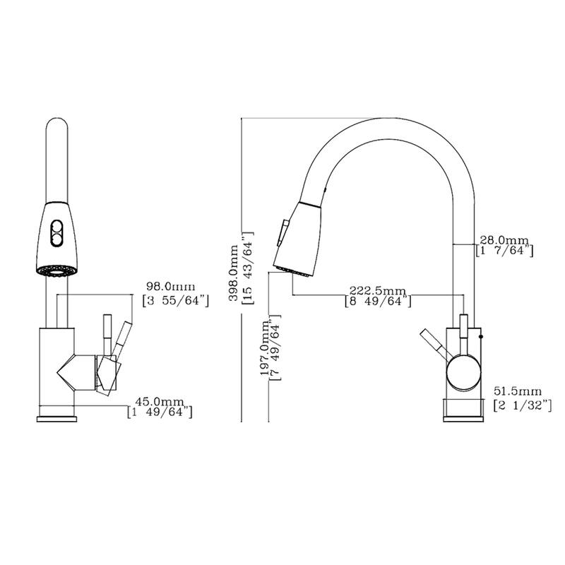 Topcraft Stainless Steel Pull Down kitchen Sink Faucet