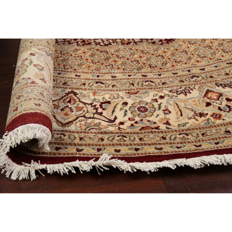 Wool/ Silk Vegetable Dye Oriental Tabriz Mahi Area Rug Handmade Carpet - 10'0" x 10'2" Round