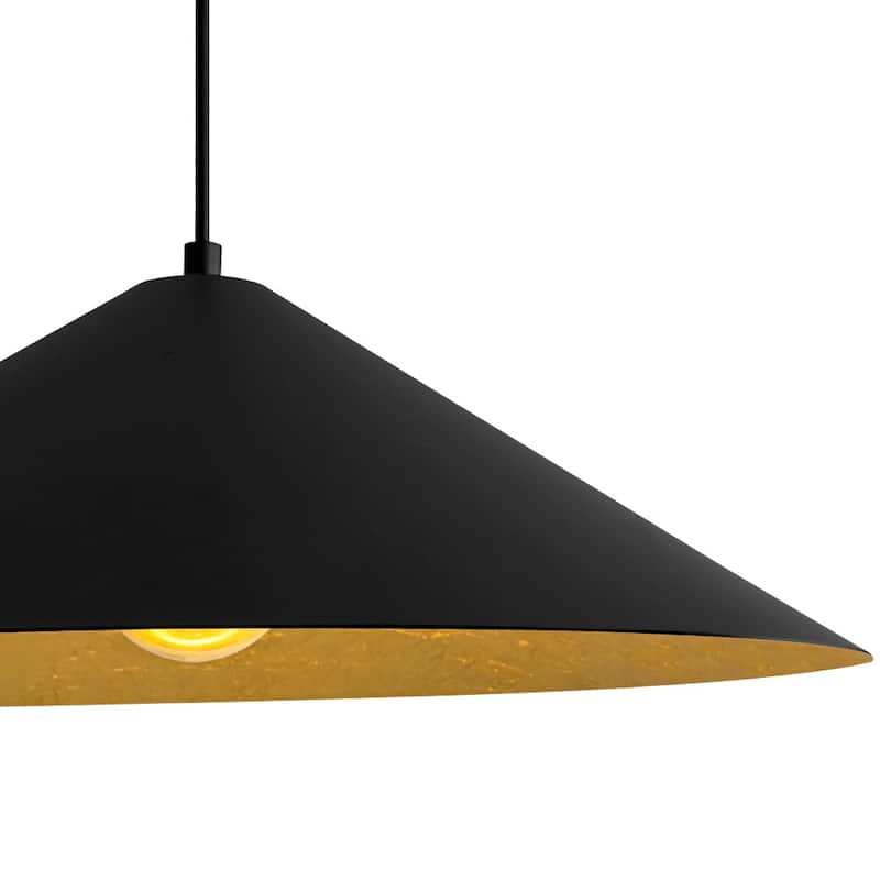 Black Gold 1-light Minimalist Metal Oversized Shallow Cone Pendant