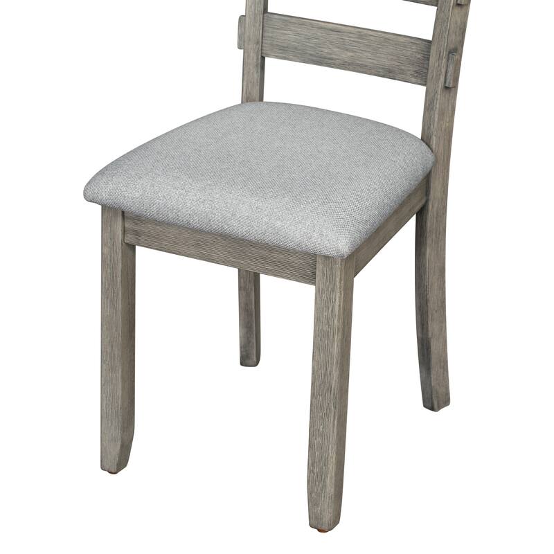 6-Piece Dining Set with Wood Grain Pattern Tabletop and Soft Cushion Chairs