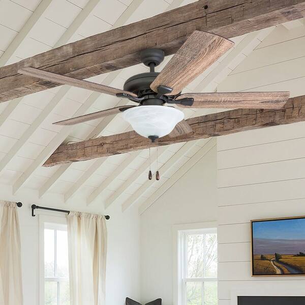 slide 2 of 9, Prominence Home Boulder Ridge Farmhouse 52" Aged Bronze LED Ceiling Fan, Bowl Light, Barnwood Blades, 3 Speed Remote