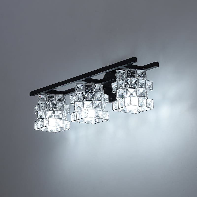 Mosaic Crystal Cube Shade Linear Bathroom Vanity Light