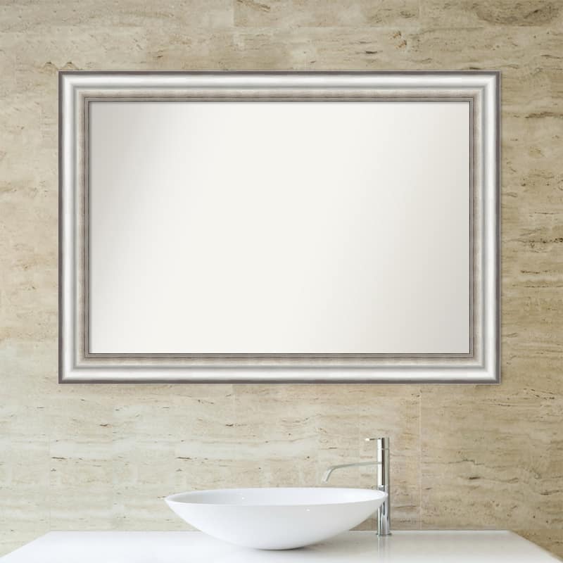 Non-Beveled Bathroom Wall Mirror - Salon Silver Frame