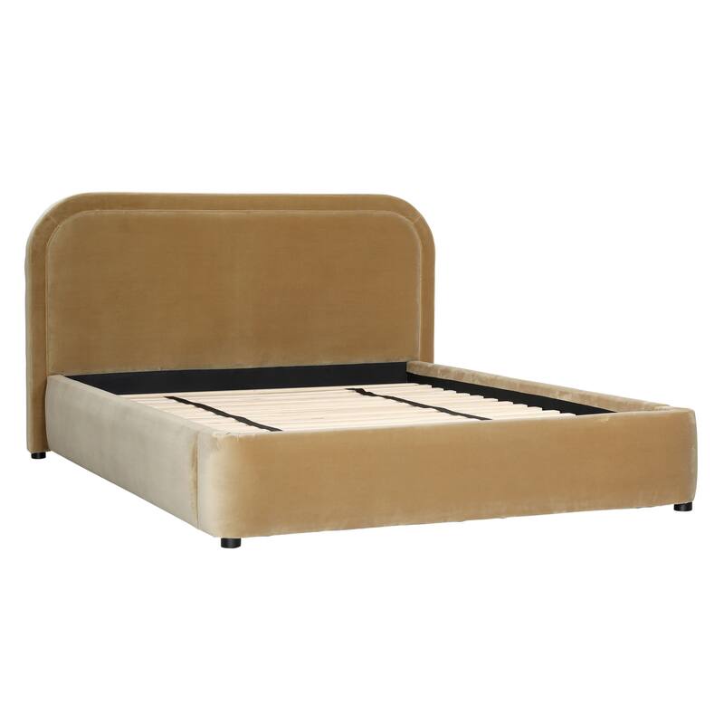 Anchor Polyester Velvet Bed, Camel, Queen
