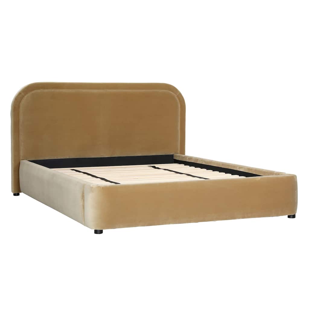 Anchor Polyester Velvet Bed, Camel, Queen