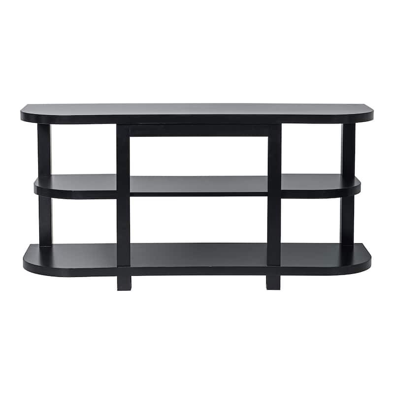 48" Black Wood TV Stand with 18" Black Insert Electric Fireplace