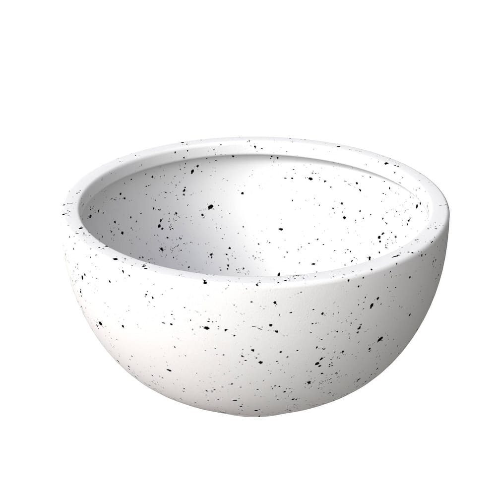Iris Modern Elegant Round Fiberstone and MGO Planter With Drainage Holes for Indoor Outdoor Patio Decorative Plant Pot