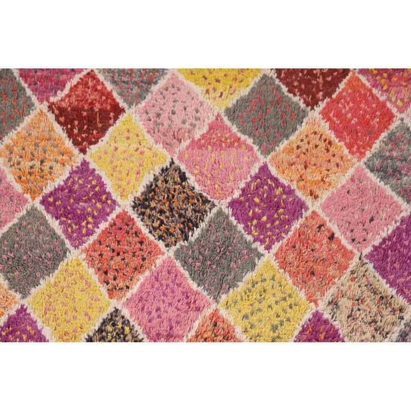 Colorful Trellis Moroccan Pakistan Area Rug Handmade Wool Carpet - 5'0" x 8'8"