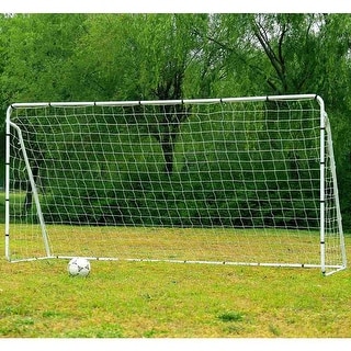12' x 6' Powder Coated Steel Soccer Goal, Portable Training Aid Football Net