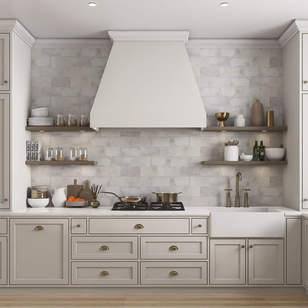 Merola Tile Atelier Oyster White 4-1/2" x 9-1/8" Porcelain Floor and Wall Tile