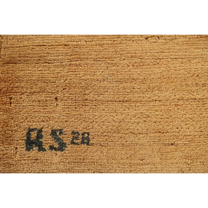 Contemproary Yellow Gabbeh Oriental Foyer Rug Handmade Wool Carpet - 3'3"x 4'7"