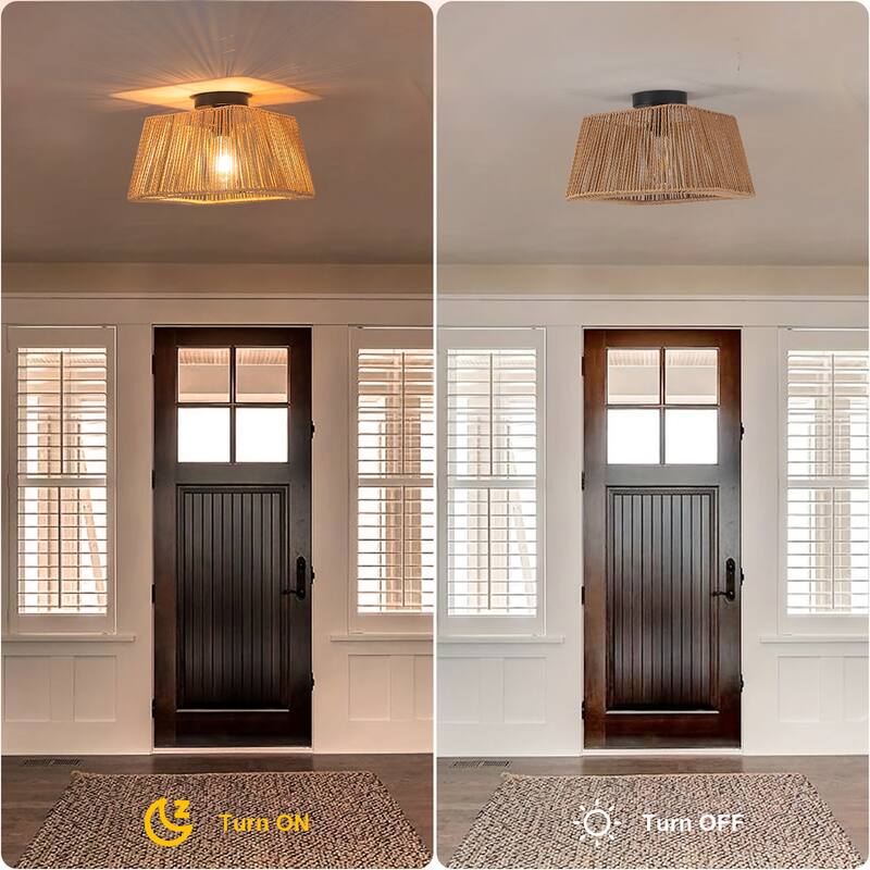 1 - Light Semi - Flush Mount Ceiling Light - Natural