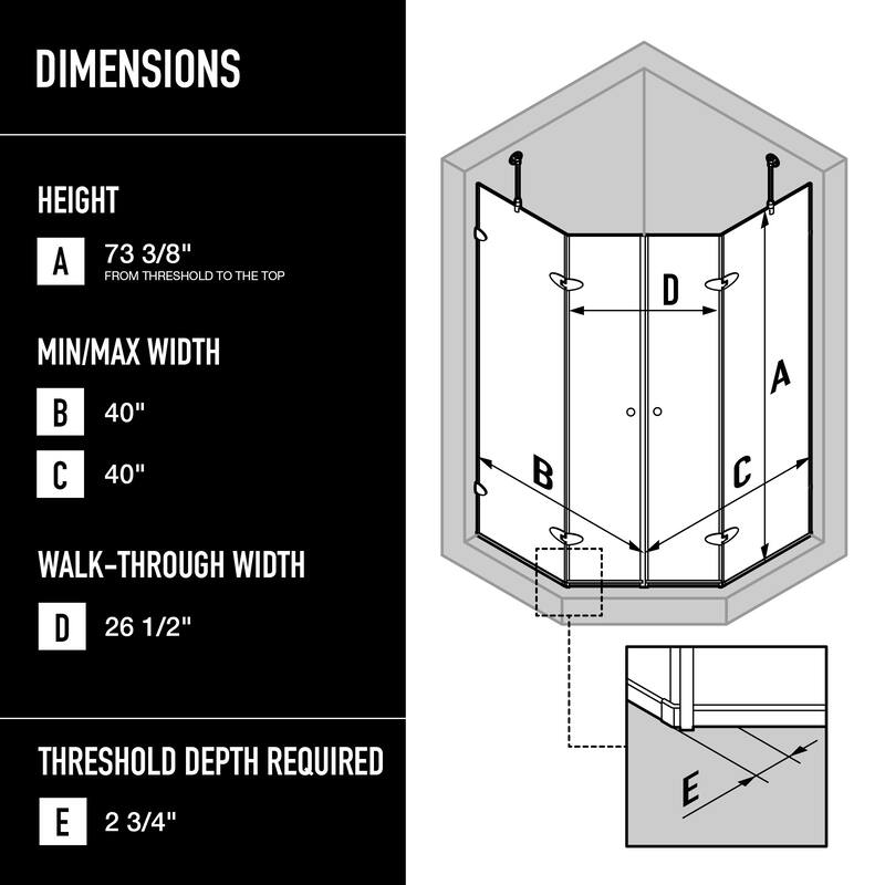 VIGO Gemini Frameless Hinged Neo-Angle Shower Enclosure and Base