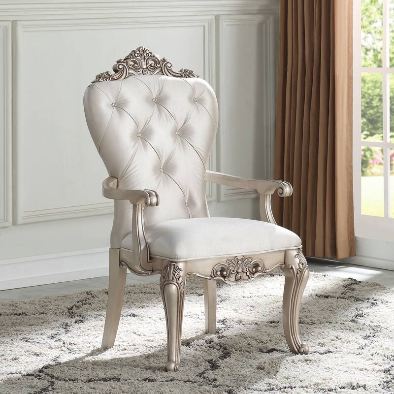 Cream and Golden Ivory Tufted Arm Chairs (Set of 2)