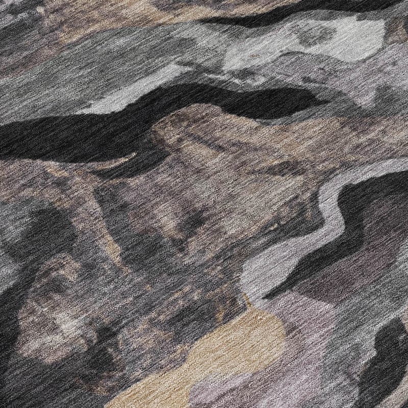 Machine Washable Indoor/Outdoor Modern Brushstrokes Chantille Rug