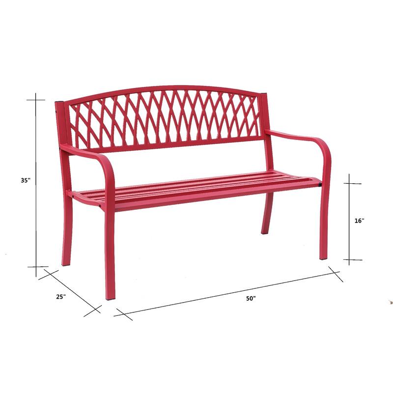 Cast Iron Outdoor Garden Bench - 50" - Red
