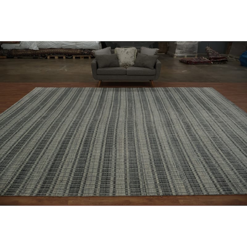 Hand Knotted Oriental 100% Wool Carpet Traditional Geometric Greys & Charcoal IKats Area Rug - 14' 5'' X 11' 6''