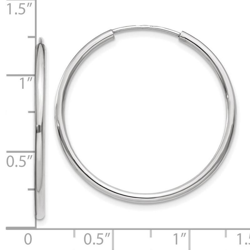 Curata 14k White Gold Polished Endless Tube Hoop Earrings - 28x28mm