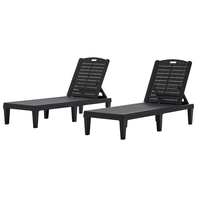 Roomfitters 2 Pcs Resin Outdoor Chaise Lounge Chairs with Adjustable Backrest for Patio, Poolside or Beach
