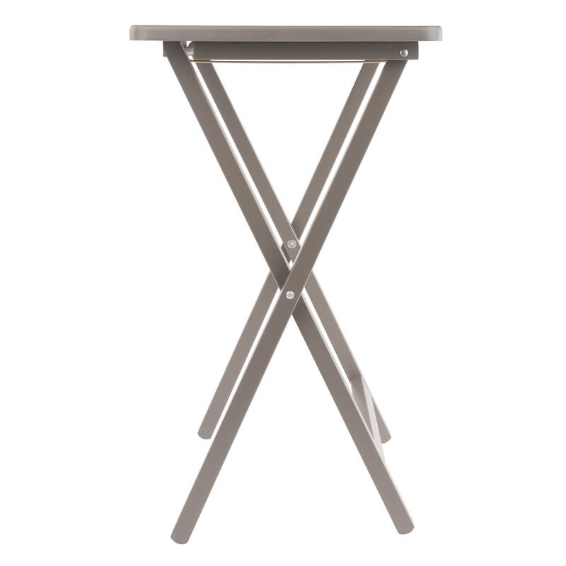 Alex 5-Pc Snack Table Set with Storage Stand Oyster Gray Finish