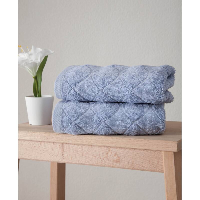 Ozan Premium Home Esperance Collection 100% Turkish Cotton 2-Pc. Hand Towels - Blue