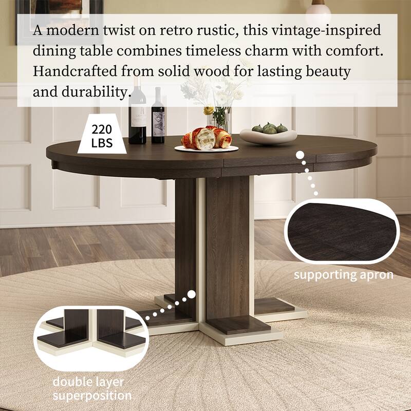 42-58 inch Extendable Oval Table with 16" Leaf, Seats for 6, 2 Colours
