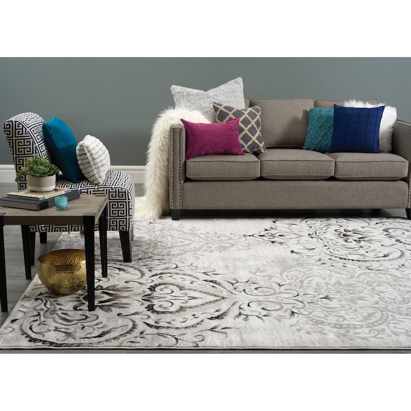 Perry Collection - Venetian Silver Damask Rug