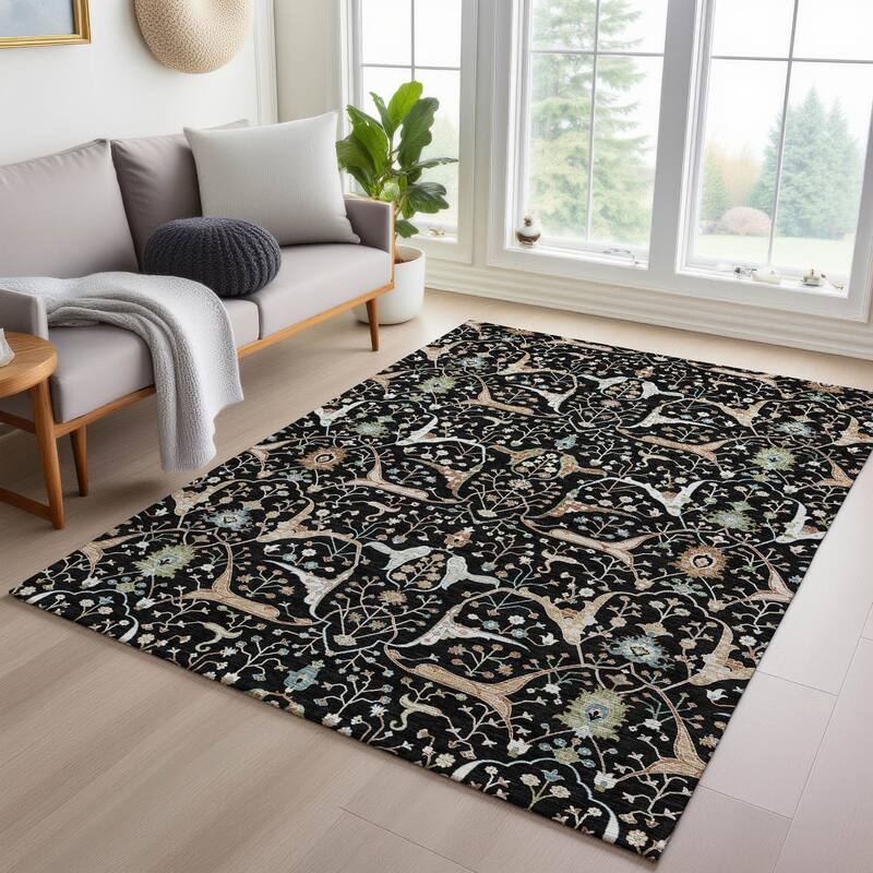 Machine Washable Indoor/ Outdoor Traditional Persian Chantille Rug