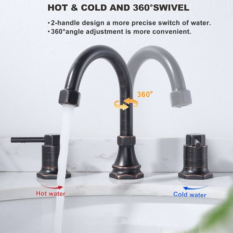 WOWOW Hex 8 in. Widespread Double Handle Bathroom Faucet