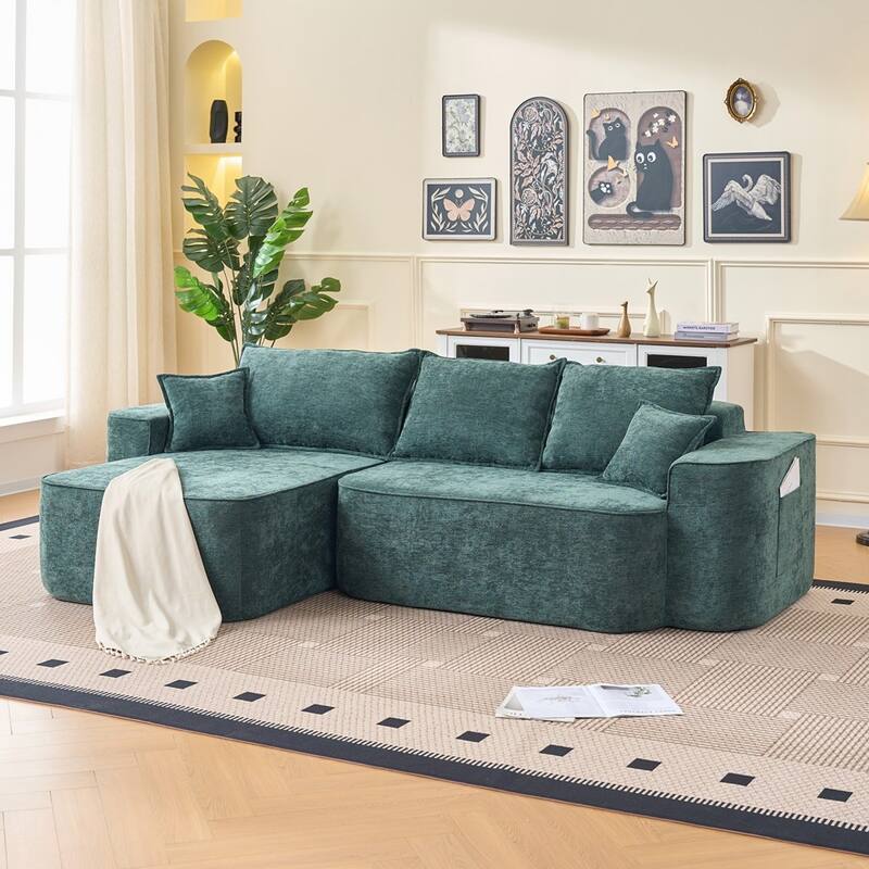 104" L-Shaped Cloud Modern Modular Sectional Sofa, Couch with Chaise - Green
