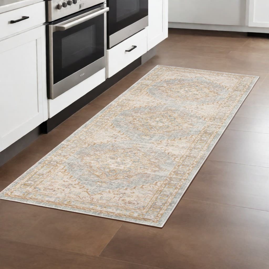 HomeRootsMedallion Transitional Runner Area Rug - 96' X '30' X '0.08
