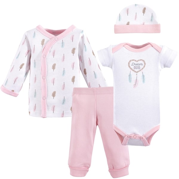 slide 1 of 1, Luvable Friends Baby Girl Cotton Preemie Layette Set, Feathers, Preemie - Feathers Preemie - Feathers