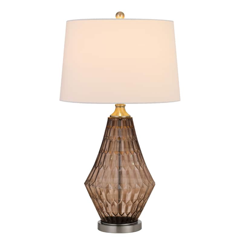 Geometric 31-Inch Table Lamp with Fabric Shade for Living Room - 17" x 17" x 31"