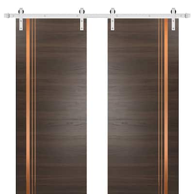 Sturdy Double Barn Door 36 x 80 with Planum 1010 Chocolate Ash with 13FT