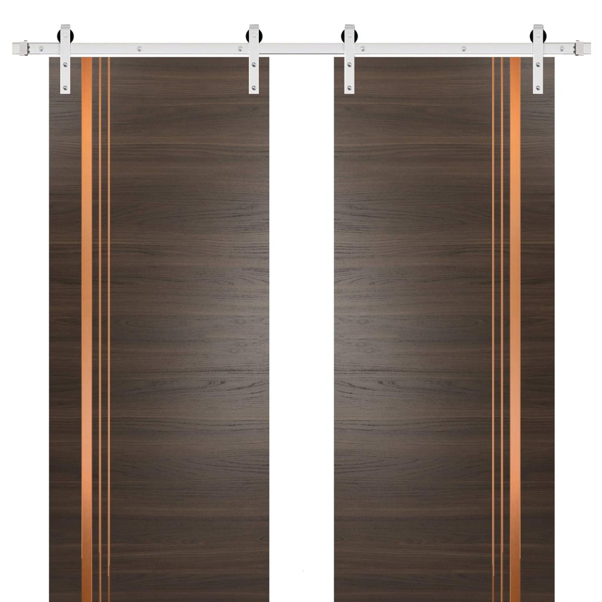 SartoDoors Planum 1010 | Closet Door Double Barn Door | Solid Wood | Hardware Set | 36x80, Chocolate Ash Bedroom Door