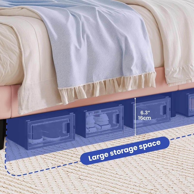 Moasis PU Adjustable Cloud Headboard Bed Frame Platform with LED
